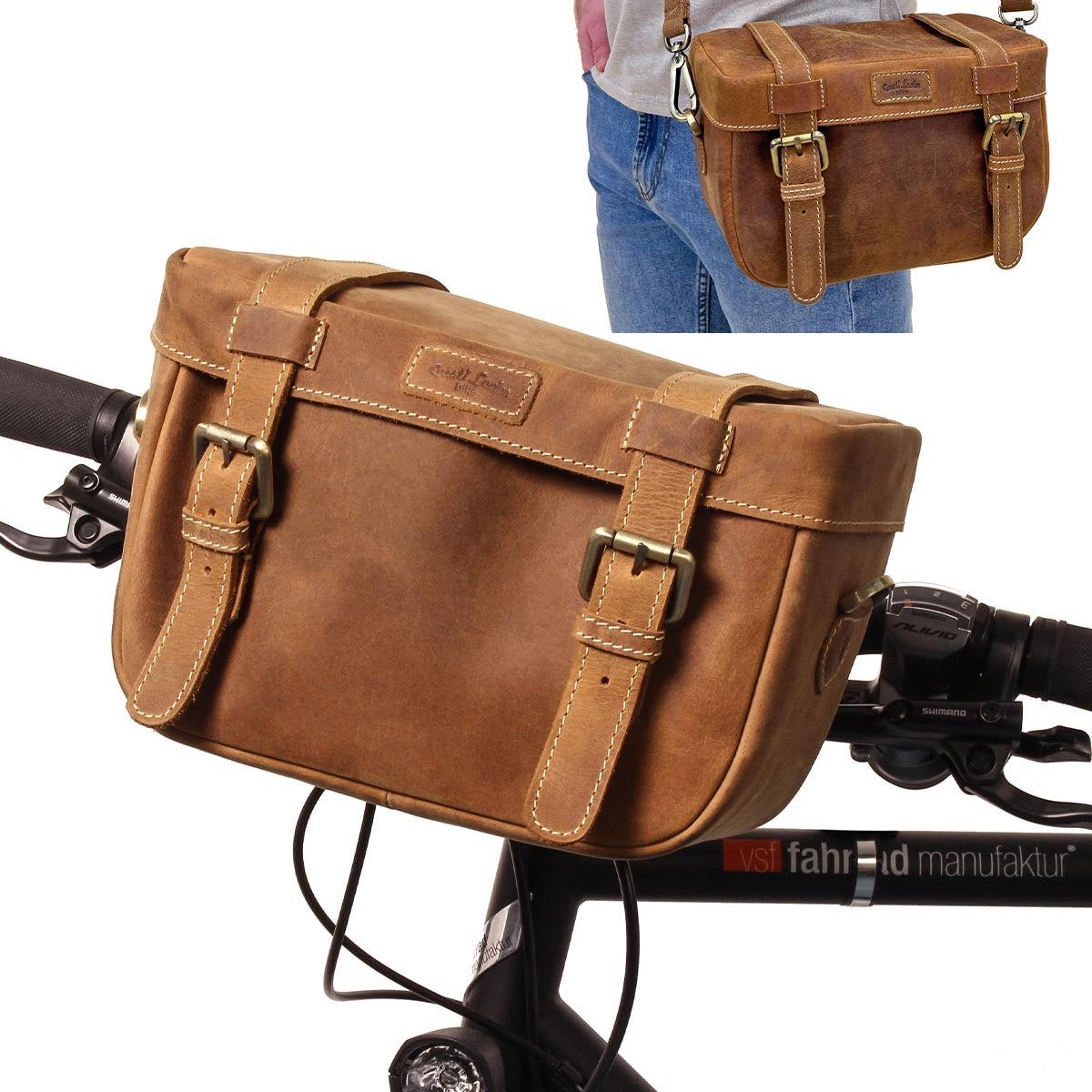 gusti lenkertasche Fahrradtasche "Rene P." aus Leder bei Gusti-Leder – Gusti Leder