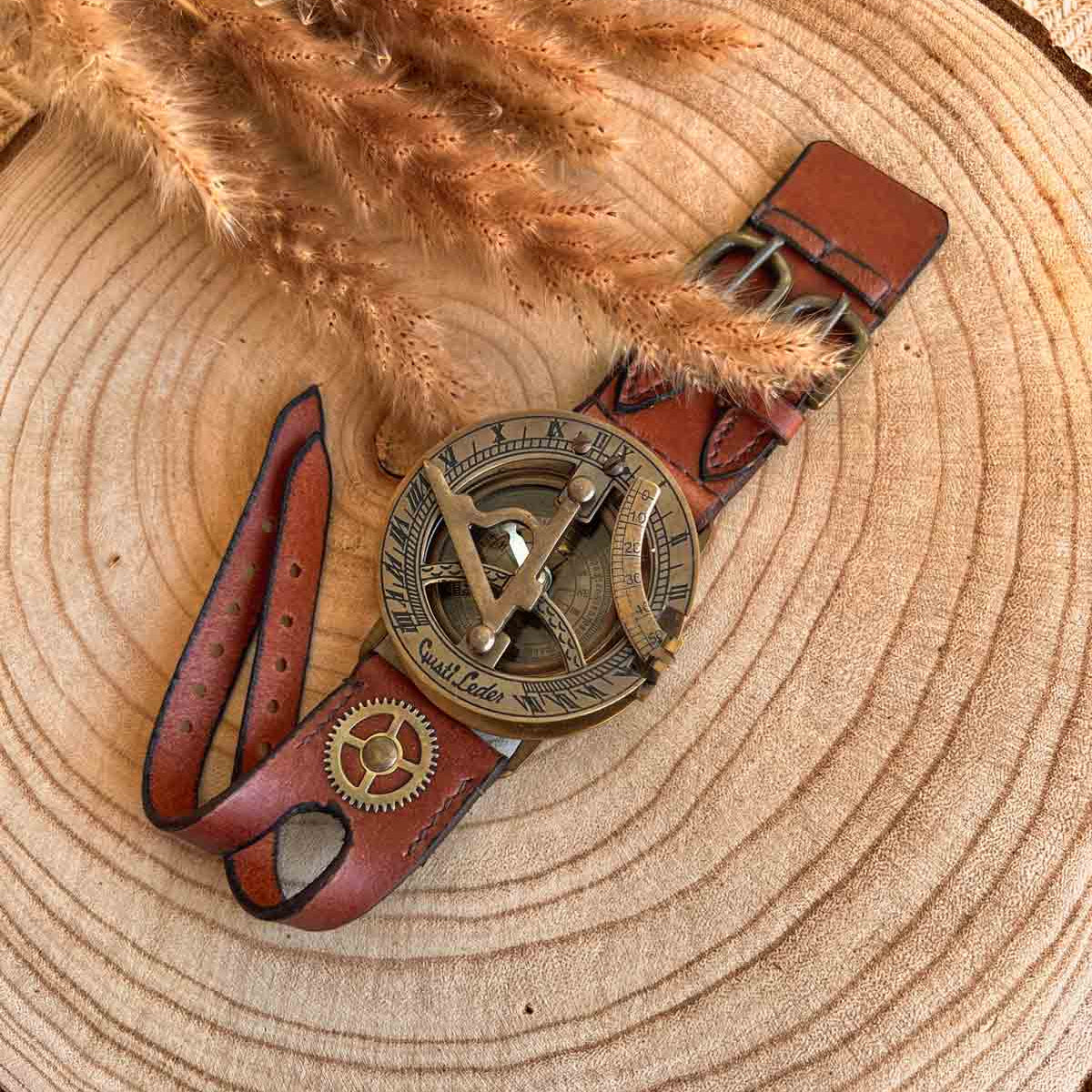 Gusti Leder Uhr Leder Braun Steampunk Uhr