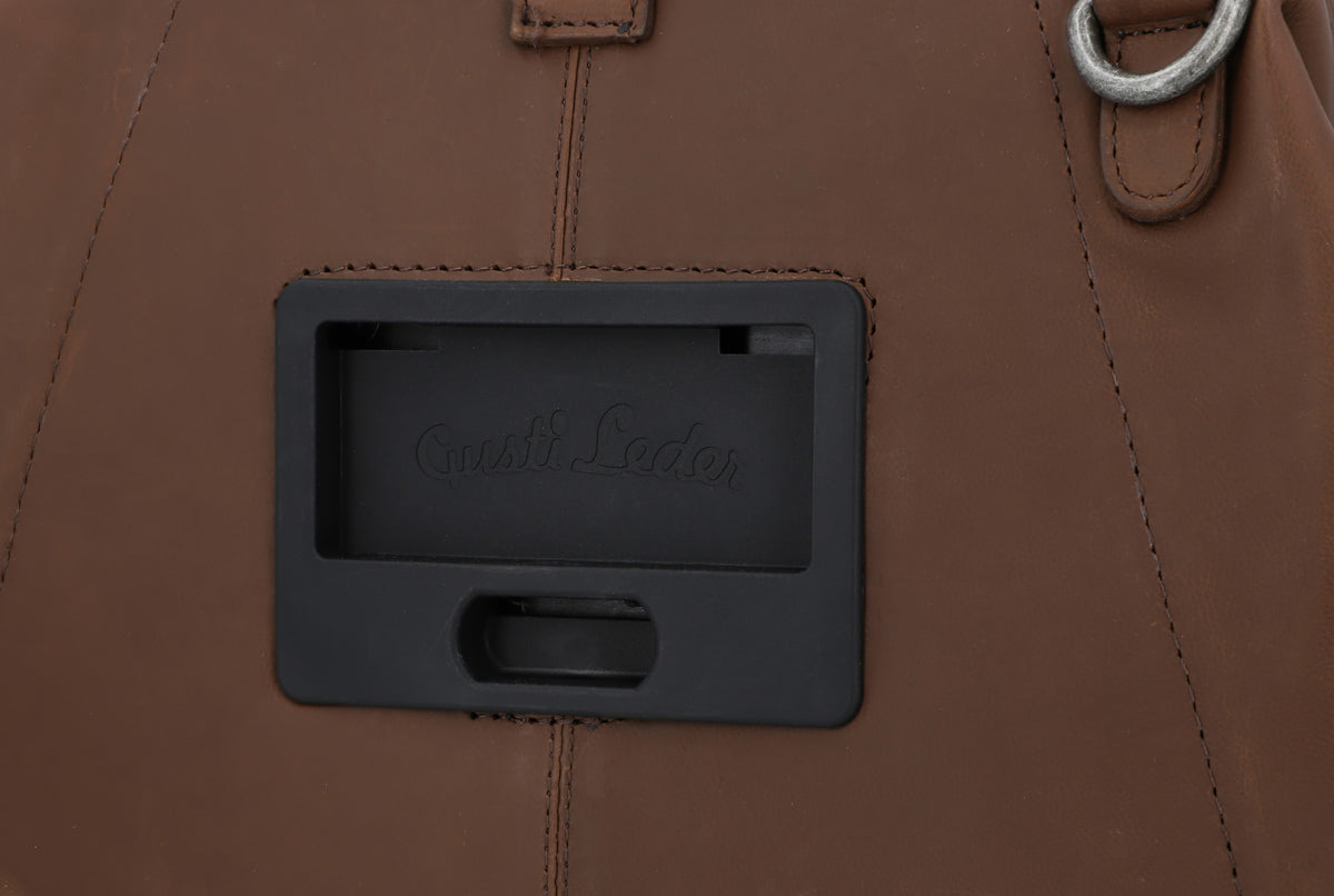 Gusti Lenkertasche „Tillie A.“ Aus Leder – Vintage Braun, Mit Adapterplatte, Für Fahrrad & Als Umhängetasche
